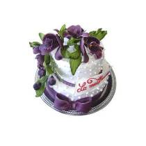 Торт Фиолетовые цветы с лентой