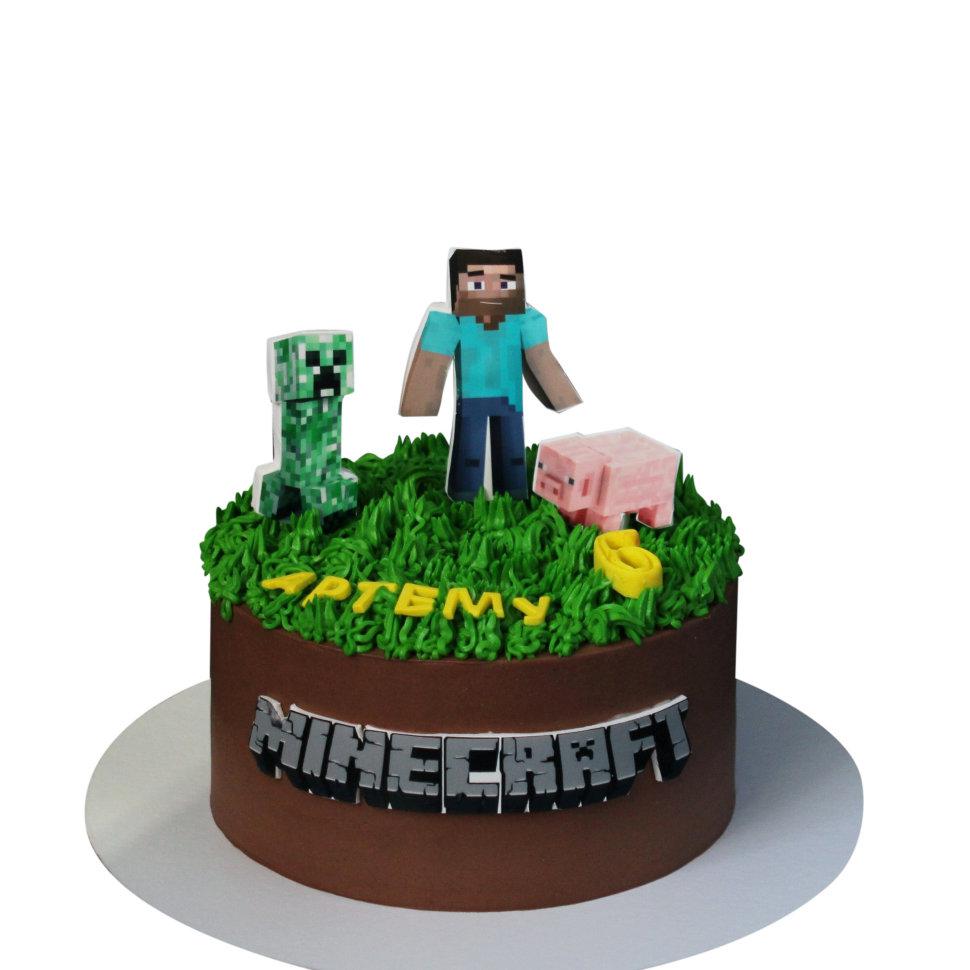 Торт по мотивам игры Minecraft на 6 лет