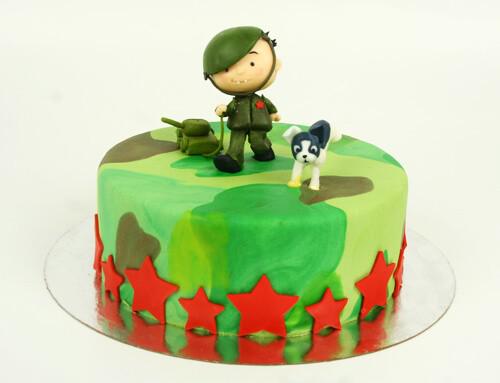 Торт маленький солдатик с собакой