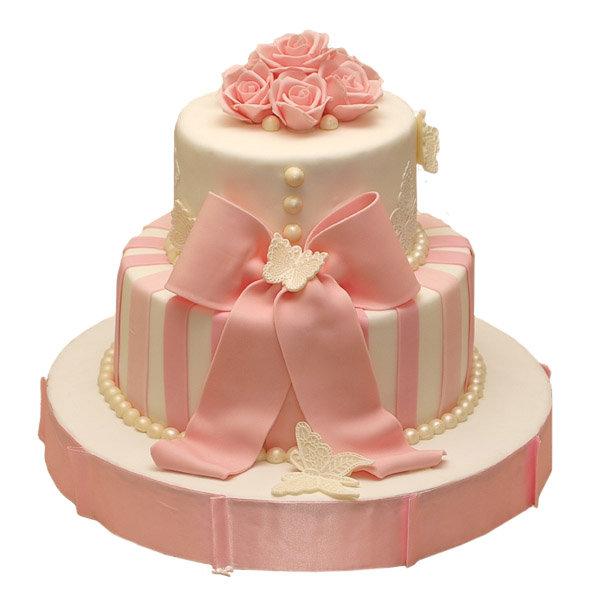 Торт платье бело-розовое