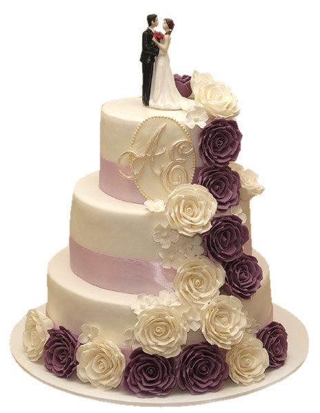 Торт жених и невеста в фиолетовом цвете