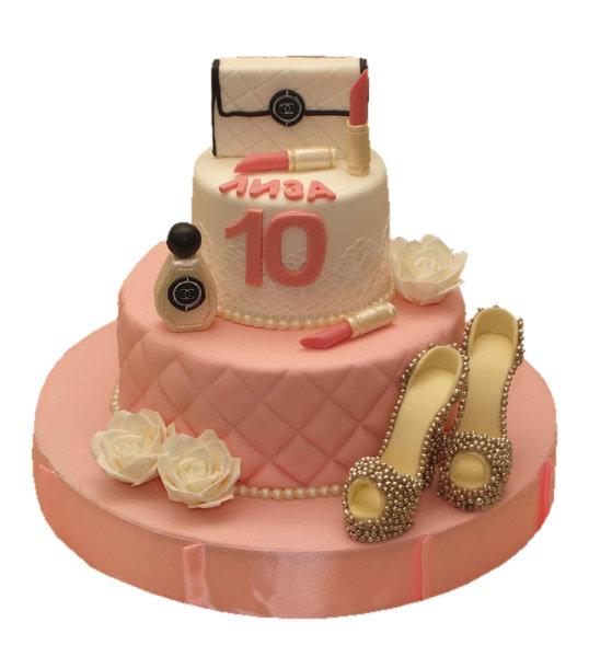 Торт на 10 лет с подарками от Chanel