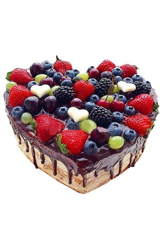 Торт открытый с подтеками и ягодами