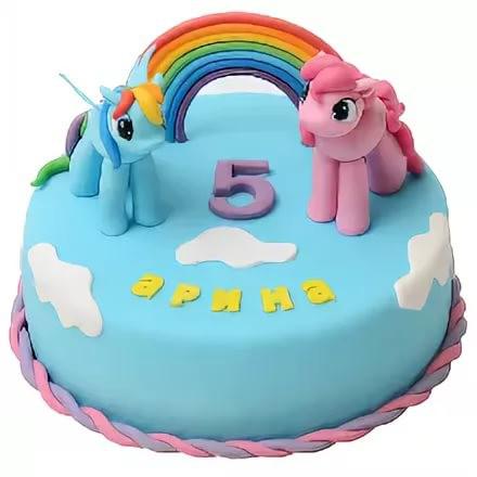 Торт два пони с радугой на 5 лет
