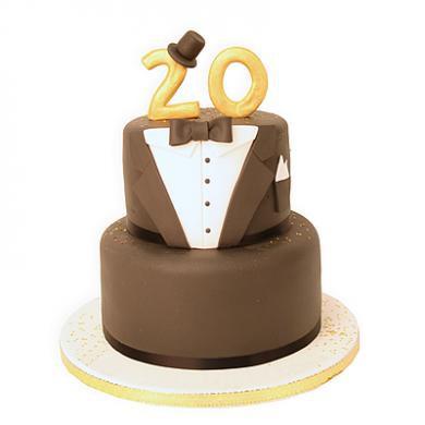 Торт коричневый костюм на 20 лет