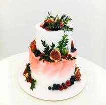 Торт с цветами двухъярусный с инжиром