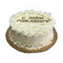 Торт на день рождения с цветами в белом