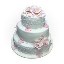 Торт свадебный трехъярусный белый с розами