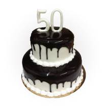 Торт на день рождения 50 лет белый с потеками