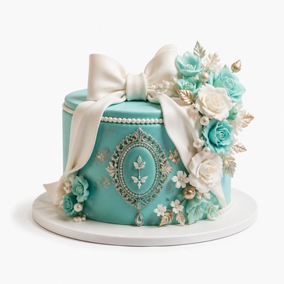 Свадебный торт в стиле Tiffany с индивидуальным оформлением