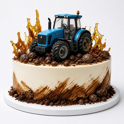 Авторский торт tractor style с карамельным декором для семьи