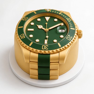 Бархатный торт в виде часов Rolex на праздник
