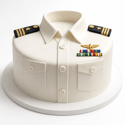 Белоснежный торт эффектная стилизация «военная рубашка» с ручной работой