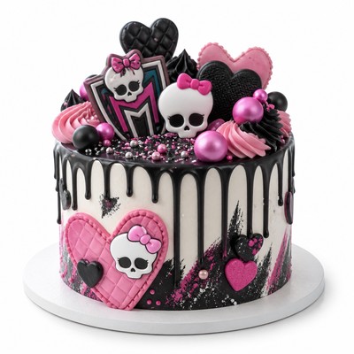 Белоснежный торт Monster High с фигурным декором