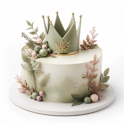 Детский торт с короной для мальчика ручной работы