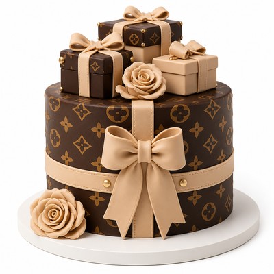 Двухъярусный торт louis vuitton луи виттон с ягодным акцентом