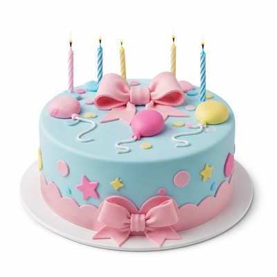 Именной торт из мастики на день рождения с праздничными свечами