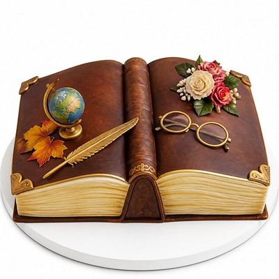 Именной торт «Книга» для учителя ручной работы