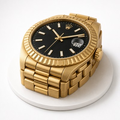 Именной торт в виде часов Rolex ручной работы