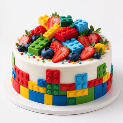 Именной торт LEGO Френдс для девочки с фруктовым акцентом