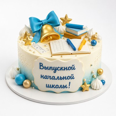 Изысканный торт выпускной начальной школы фото с праздничной надписью