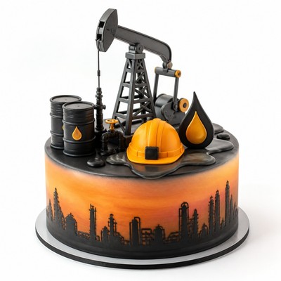 Красивый торт для нефтяника с мастичным декором