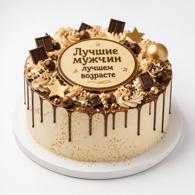 Торт для мужчины на 60 лет с праздничной надписью
