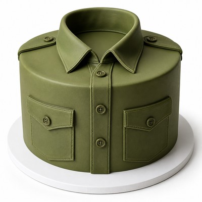 Лаконичный торт в виде военной рубашки для семейного праздника