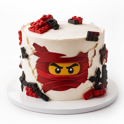 Детский торт LEGO Ninjago с белым кремом