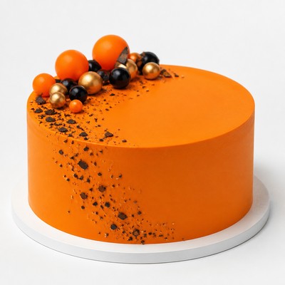 Лаконичный торт оранжевом цвете для именинника