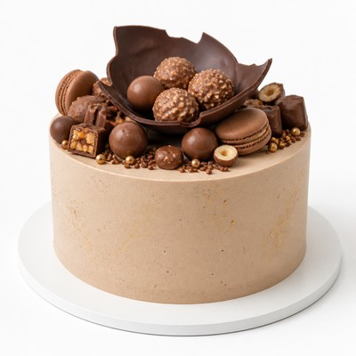 Лаконичный торт смешной маме с шоколадным декором для семьи