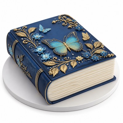 Лаконичный торт виде закрытой или открытой книги с ярким декором