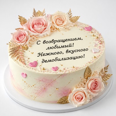 Нежный торт вкусные демобилизацию любимого с праздничной надписью