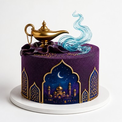 Персональный торт стиле aladdin обходятся волшебства джина с бархатным покрытием