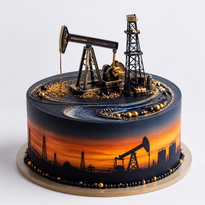 Праздничный красивый торт для нефтяника на праздник