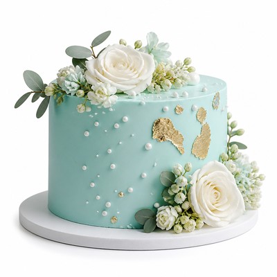 Свадебный торт в стиле Tiffany с элегантным оформлением