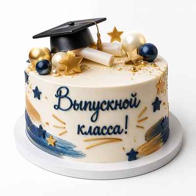 Праздничный торт оригинальные выпускной класса с праздничной надписью