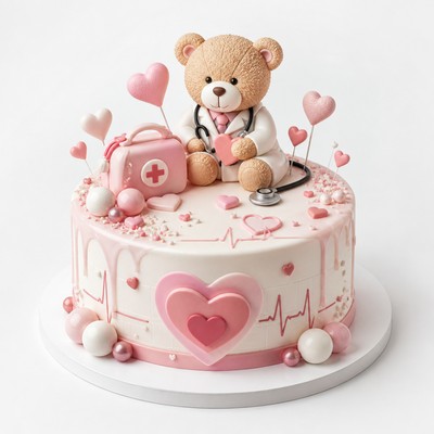 Романтичный торт с индивидуальным декором мультфильму «доктор плюшева»