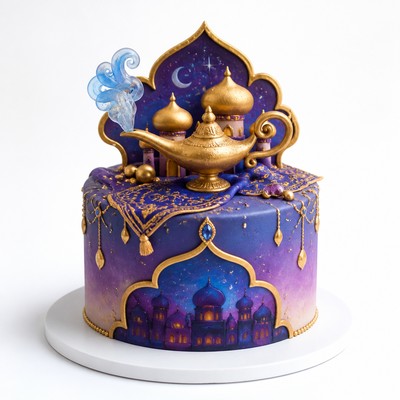 Романтичный торт стиле aladdin обходятся волшебства джина с ручной работой