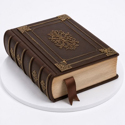 Солидный торт для торжества форме книги мужчины