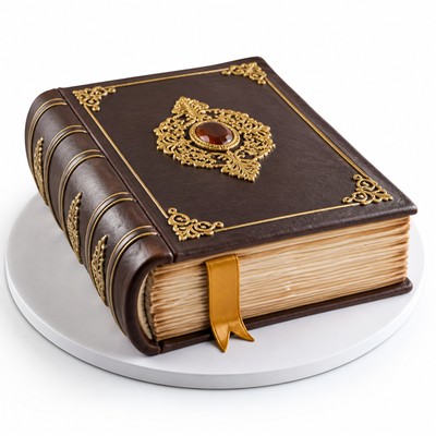 Солидный торт книги с ярким декором для гостей