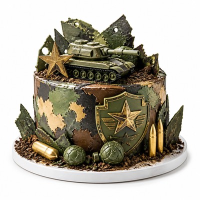Солидный военный торт для мальчика ручной работы