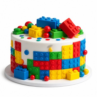 Стильный торт LEGO Френдс для девочки с праздничной надписью