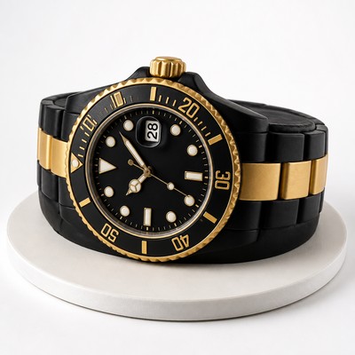 Стильный торт в виде часов Rolex ручной работы