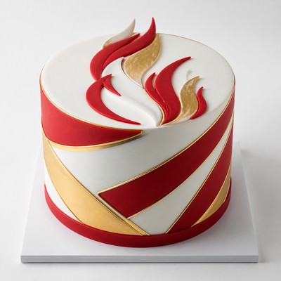 Торт для пожарного с аккуратным орнаментом