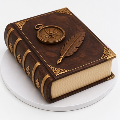 Торт форме книги мужчины с индивидуальным декором с фигурным декором