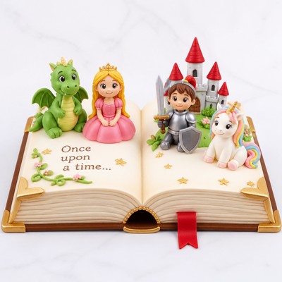 Торт форме книги женщине с сахарными фигурками