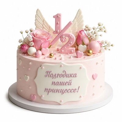 Торт фото детских полгодика девочке тематический с праздничной надписью