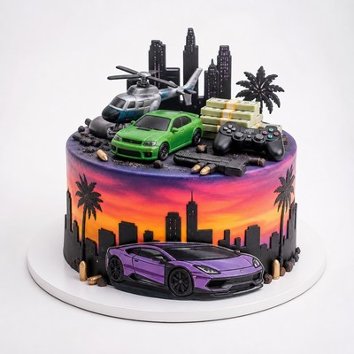 Торт GTA 5 с сахарными фигурками