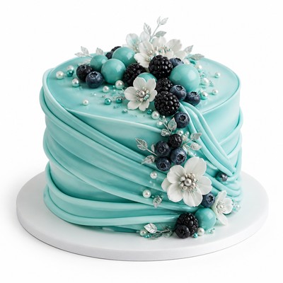 Свадебный торт в стиле Tiffany с ягодным оформлением